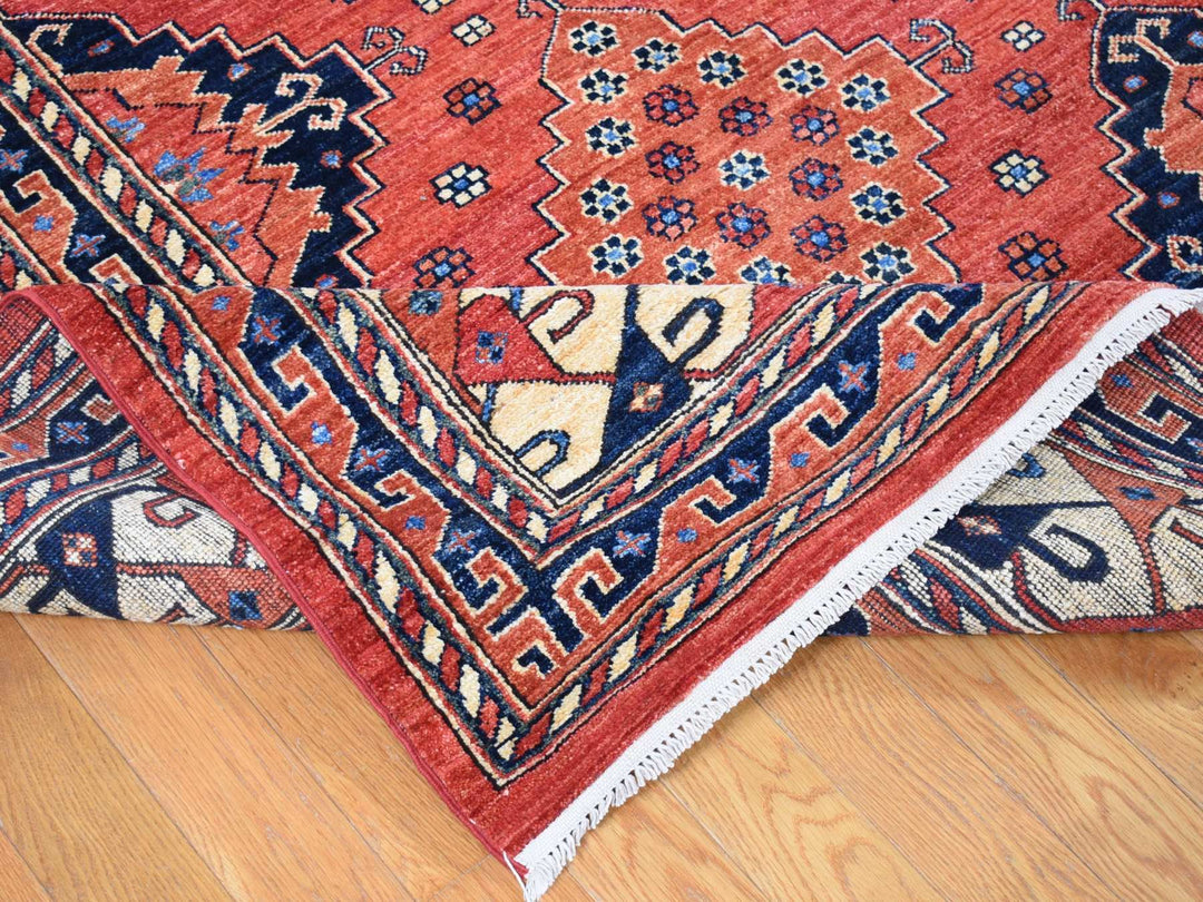 10'0" x 14'0" New Hand Knotted Red Wool Rectangle Oriental Rug - MOA10280642