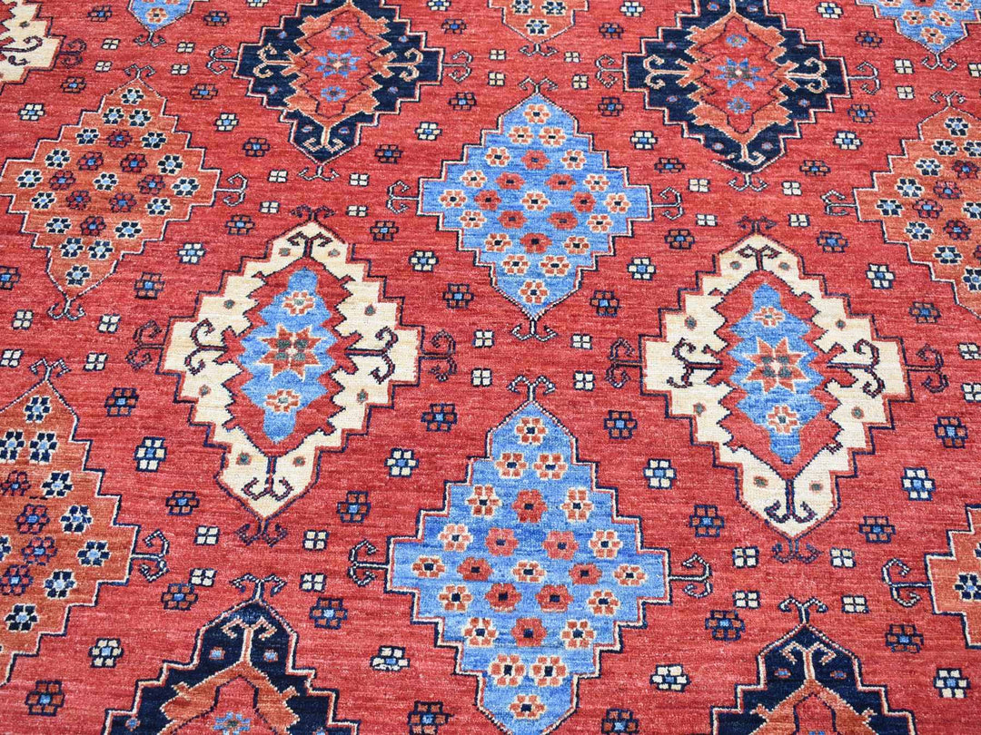 10'0" x 14'0" New Hand Knotted Red Wool Rectangle Oriental Rug - MOA10280642