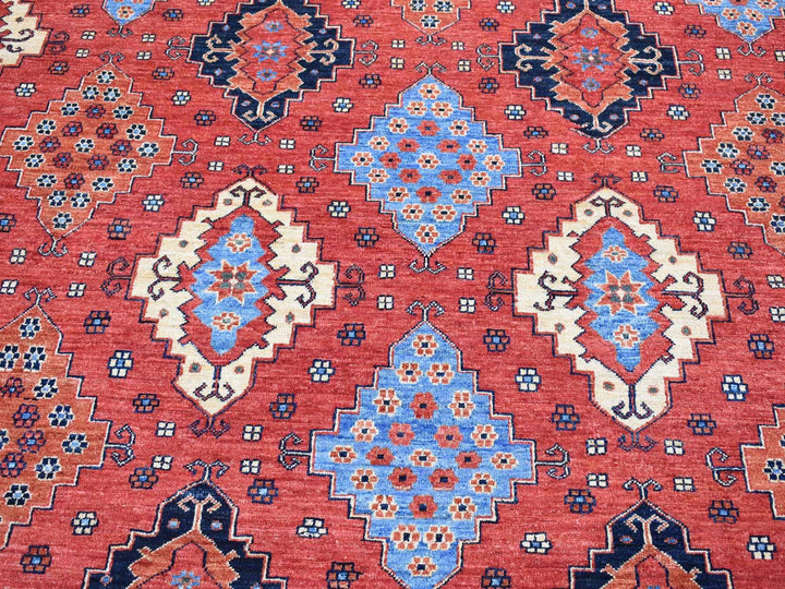 10'0" x 14'0" New Hand Knotted Red Wool Rectangle Oriental Rug - MOA10280642