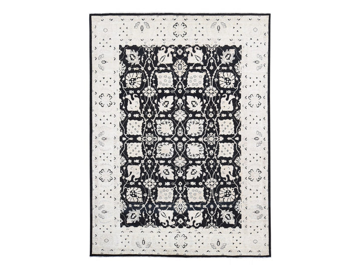 8'10" x 12'0" New Hand Knotted Black Wool Rectangle Oriental Rug - MOA10280651