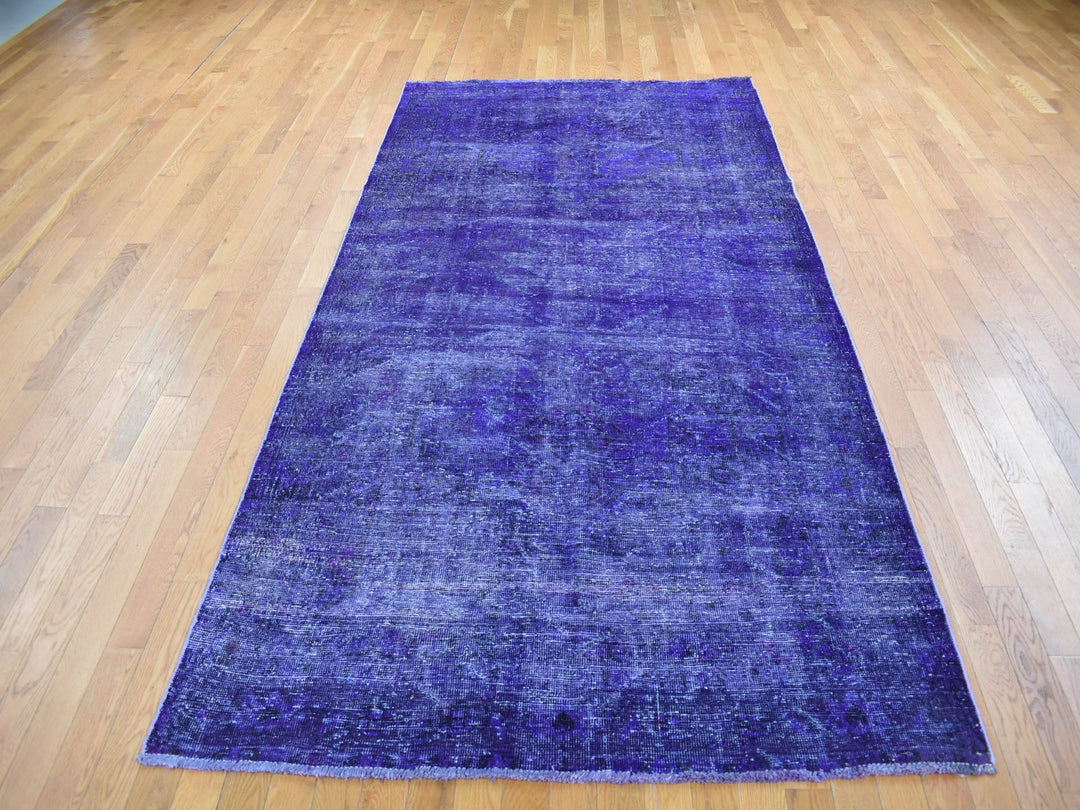 5'1" x 9'9" Vintage Hand Knotted Overdyed Wool Rectangle Oriental Rug - MOA10280656