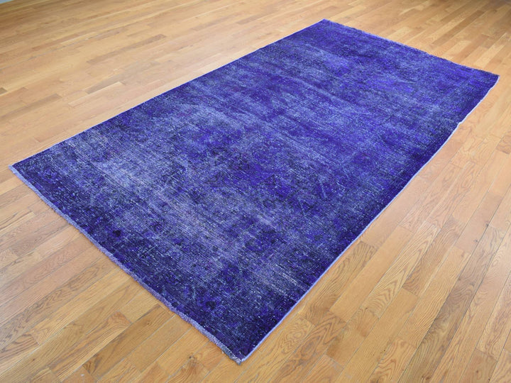 5'1" x 9'9" Vintage Hand Knotted Overdyed Wool Rectangle Oriental Rug - MOA10280656