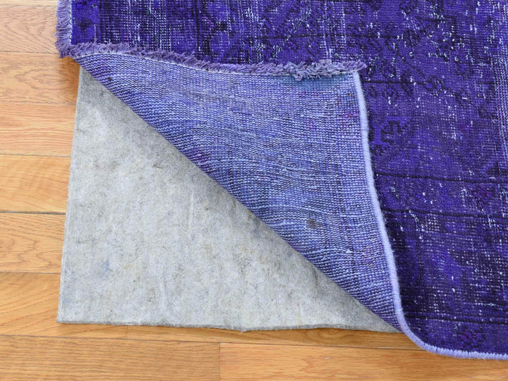 5'1" x 9'9" Vintage Hand Knotted Overdyed Wool Rectangle Oriental Rug - MOA10280656