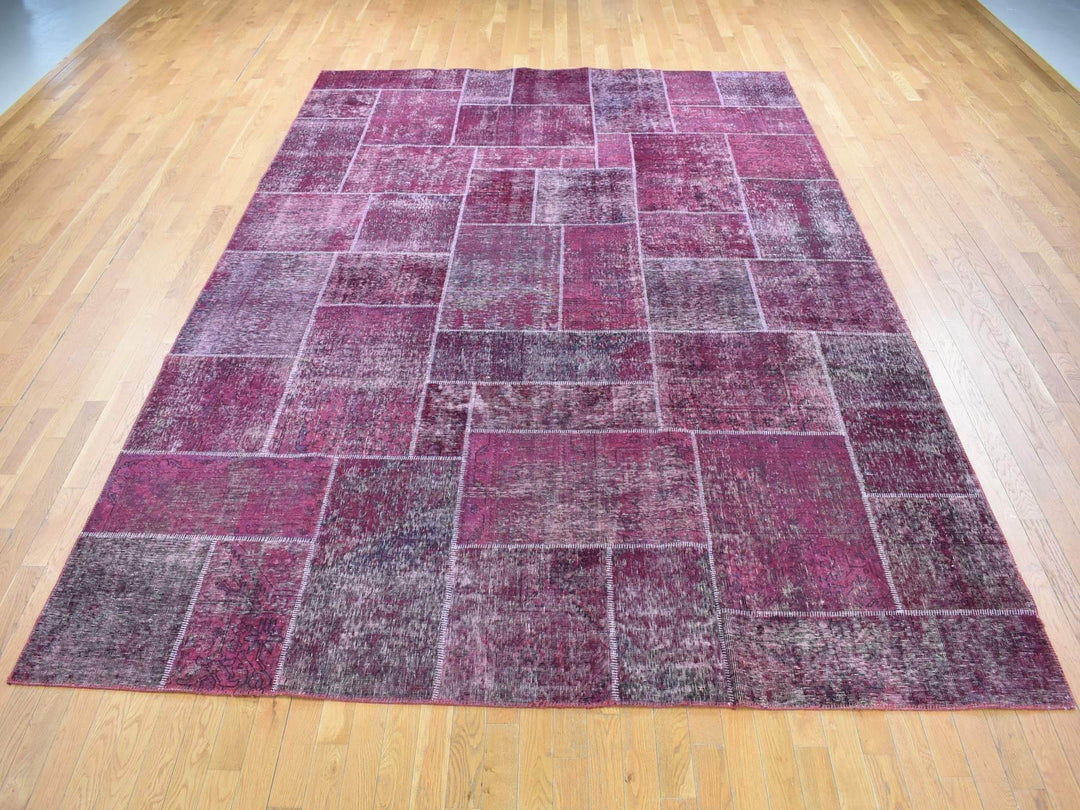9'1" x 12'10" Vintage Hand Knotted Overdyed Wool Rectangle Oriental Rug - MOA10280662