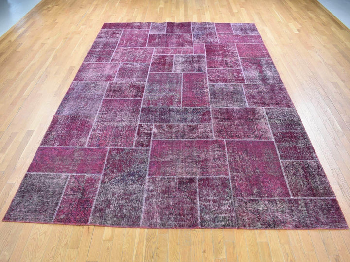 9'1" x 12'10" Vintage Hand Knotted Overdyed Wool Rectangle Oriental Rug - MOA10280662
