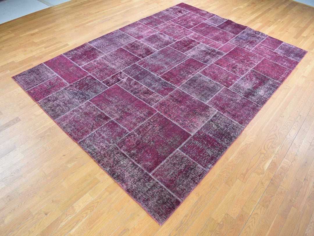 9'1" x 12'10" Vintage Hand Knotted Overdyed Wool Rectangle Oriental Rug - MOA10280662