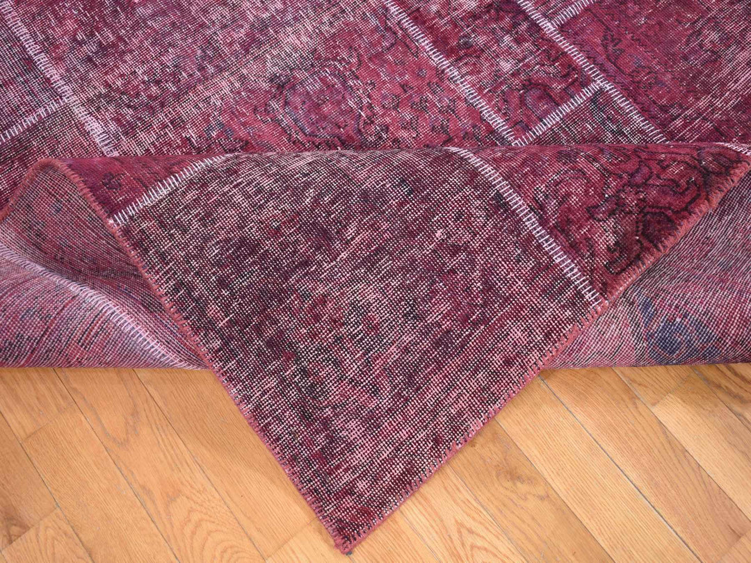 9'1" x 12'10" Vintage Hand Knotted Overdyed Wool Rectangle Oriental Rug - MOA10280662