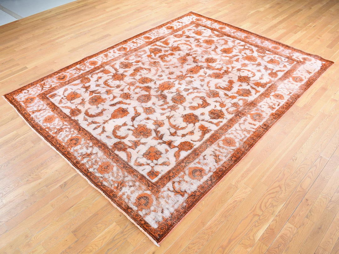 8'1" x 10'9" Vintage Hand Knotted Overdyed Wool Rectangle Oriental Rug - MOA10280665