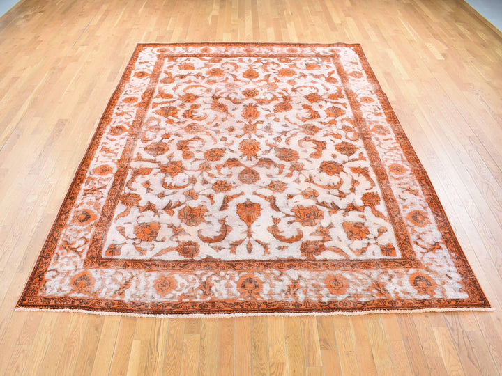 8'1" x 10'9" Vintage Hand Knotted Overdyed Wool Rectangle Oriental Rug - MOA10280665