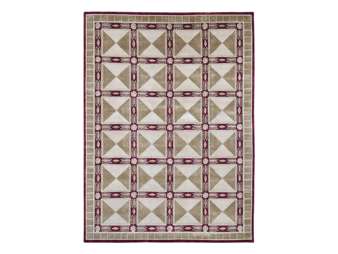 10'0" x 13'9" New Hand Knotted Ivory Wool Rectangle Oriental Rug - MOA10280672
