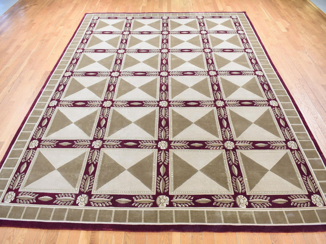 10'0" x 13'9" New Hand Knotted Ivory Wool Rectangle Oriental Rug - MOA10280672
