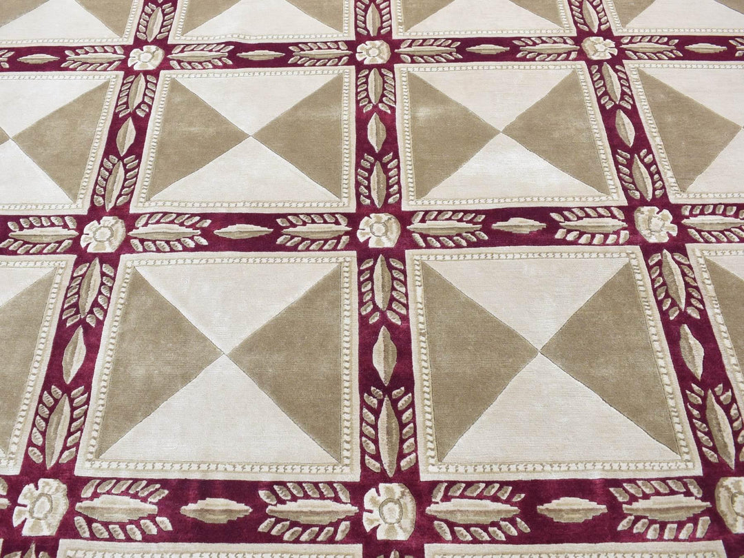 10'0" x 13'9" New Hand Knotted Ivory Wool Rectangle Oriental Rug - MOA10280672