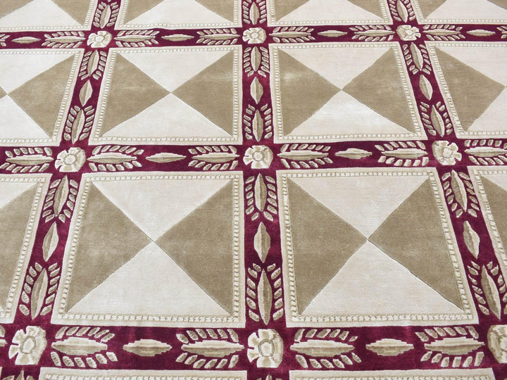 10'0" x 13'9" New Hand Knotted Ivory Wool Rectangle Oriental Rug - MOA10280672