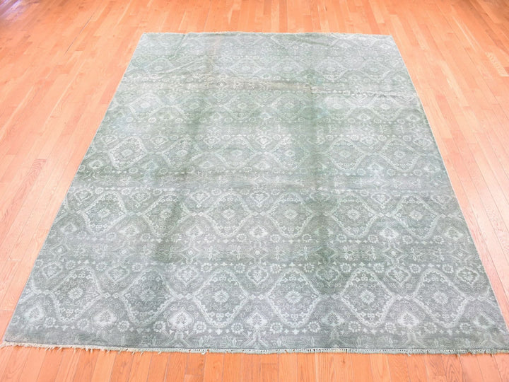 8'0" x 10'1" New Hand Knotted Overdyed Wool & Silk Rectangle Oriental Rug - MOA10280677