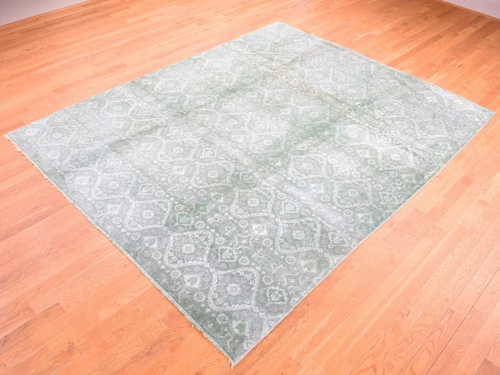 8'0" x 10'1" New Hand Knotted Overdyed Wool & Silk Rectangle Oriental Rug - MOA10280677