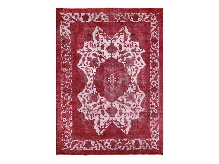 8'2" x 11'1" Vintage Hand Knotted Overdyed Wool Rectangle Oriental Rug - MOA10280678