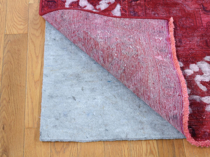 8'2" x 11'1" Vintage Hand Knotted Overdyed Wool Rectangle Oriental Rug - MOA10280678