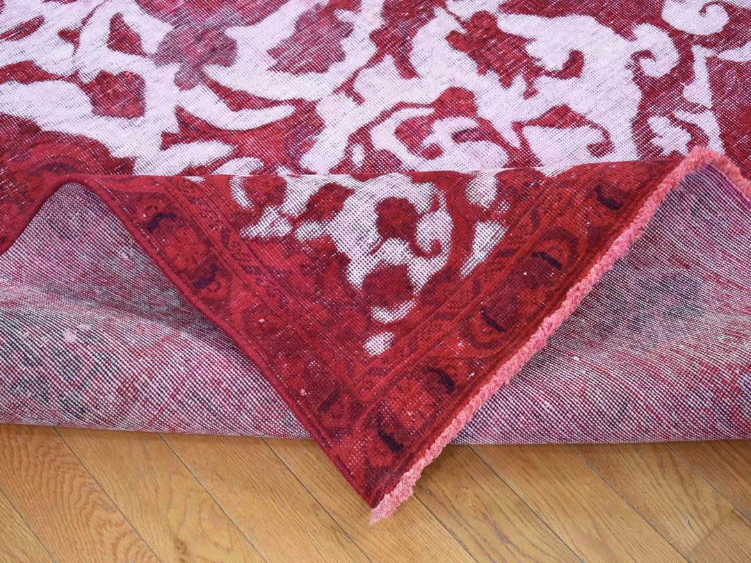 8'2" x 11'1" Vintage Hand Knotted Overdyed Wool Rectangle Oriental Rug - MOA10280678