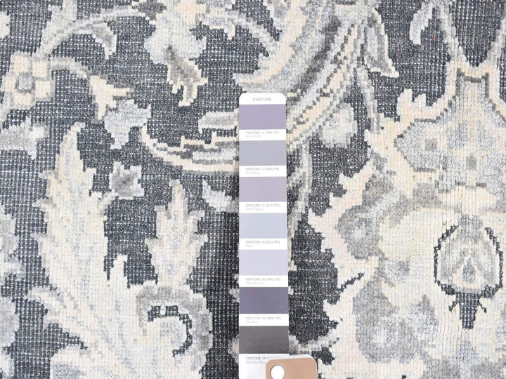 8'0" x 10'2" New Hand Knotted Grey Wool & Silk Rectangle Oriental Rug - MOA10280682