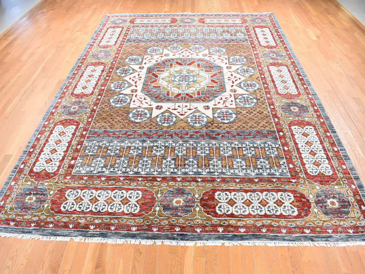 10'2" x 14'2" New Hand Knotted Grey New Zealand Wool Rectangle Oriental Rug - MOA10280685