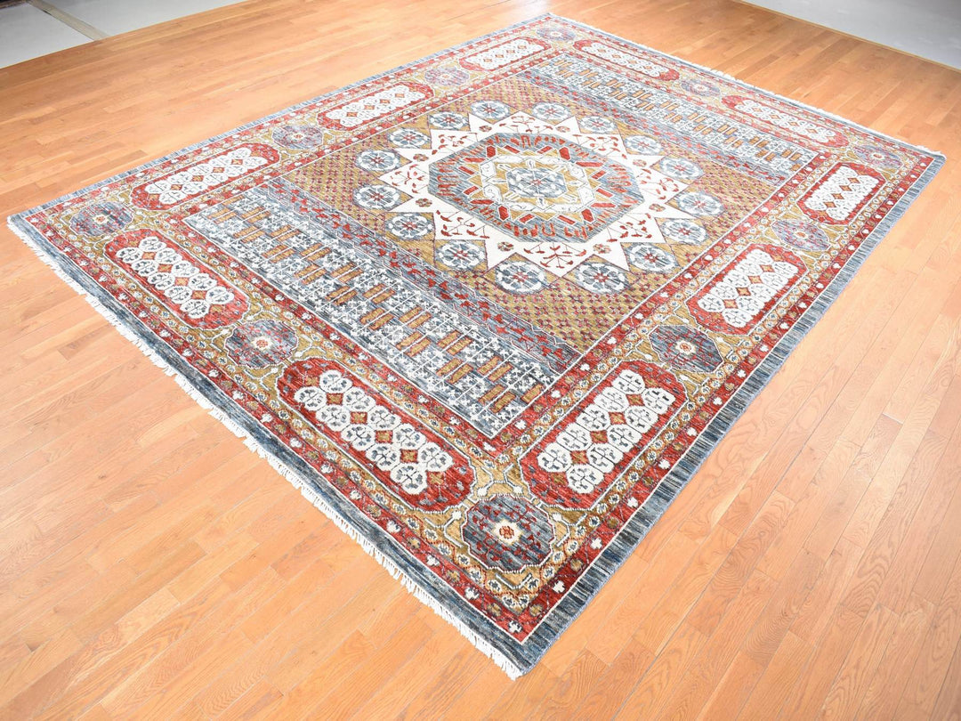 10'2" x 14'2" New Hand Knotted Grey New Zealand Wool Rectangle Oriental Rug - MOA10280685