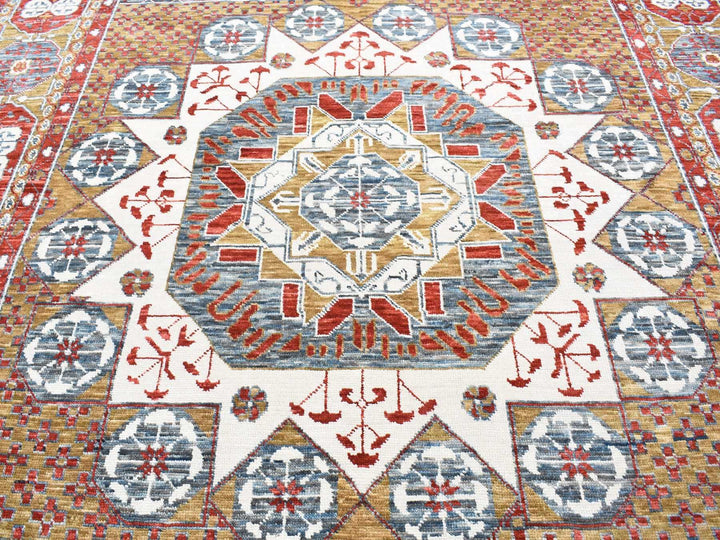 10'2" x 14'2" New Hand Knotted Grey New Zealand Wool Rectangle Oriental Rug - MOA10280685