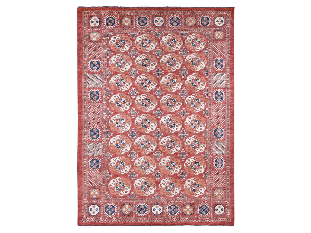 9'10" x 14'0" New Hand Knotted Red Wool Rectangle Oriental Rug - MOA10280687