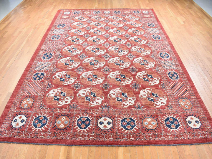 9'10" x 14'0" New Hand Knotted Red Wool Rectangle Oriental Rug - MOA10280687
