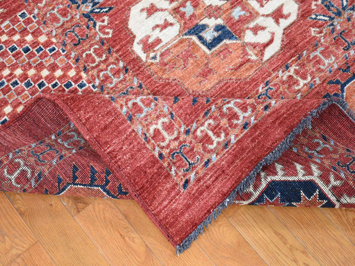 9'10" x 14'0" New Hand Knotted Red Wool Rectangle Oriental Rug - MOA10280687
