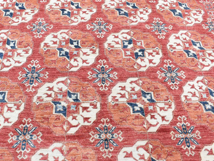 9'10" x 14'0" New Hand Knotted Red Wool Rectangle Oriental Rug - MOA10280687