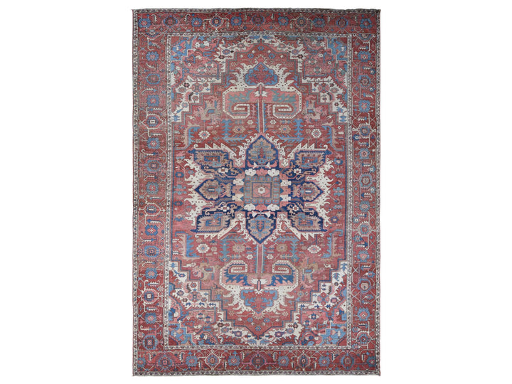 12'3" x 18'6" Vintage Hand Knotted Red Wool Rectangle Oriental Rug - MOA10280698