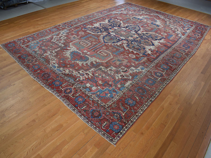 12'3" x 18'6" Vintage Hand Knotted Red Wool Rectangle Oriental Rug - MOA10280698