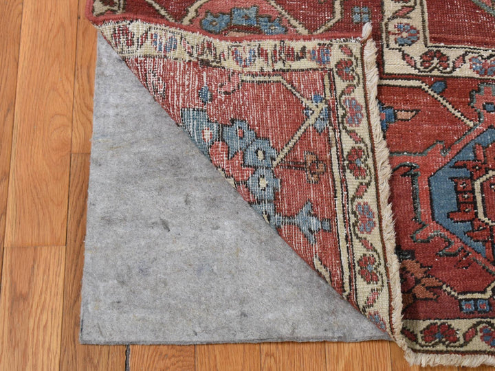 12'3" x 18'6" Vintage Hand Knotted Red Wool Rectangle Oriental Rug - MOA10280698