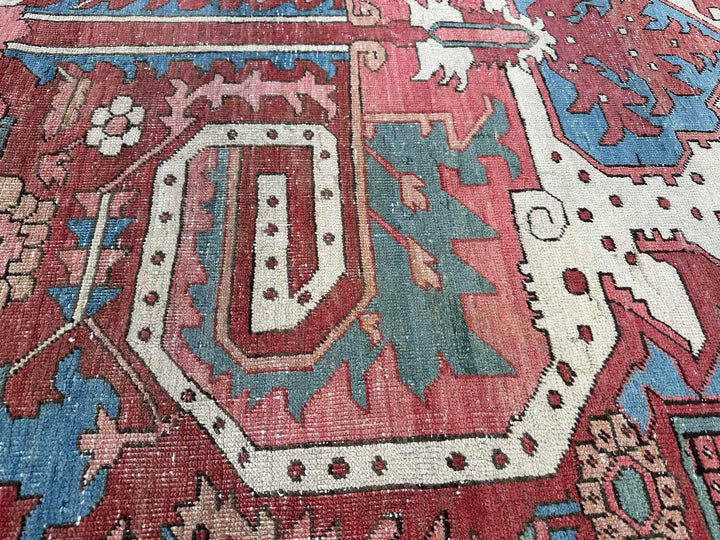 12'3" x 18'6" Vintage Hand Knotted Red Wool Rectangle Oriental Rug - MOA10280698