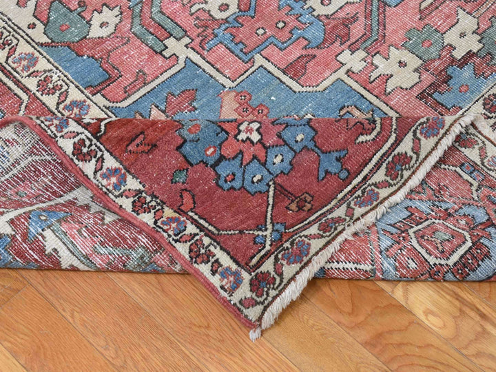 12'3" x 18'6" Vintage Hand Knotted Red Wool Rectangle Oriental Rug - MOA10280698