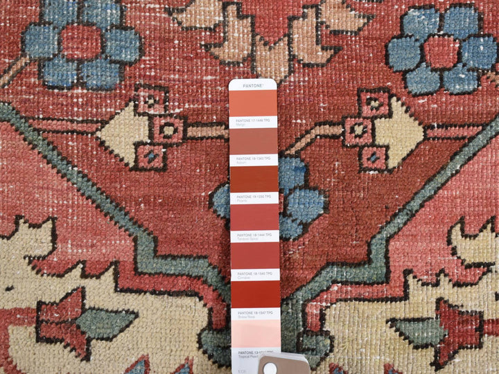 12'3" x 18'6" Vintage Hand Knotted Red Wool Rectangle Oriental Rug - MOA10280698