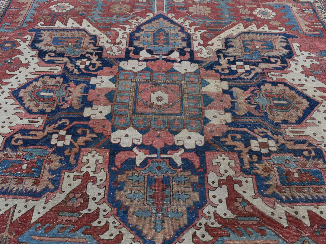 12'3" x 18'6" Vintage Hand Knotted Red Wool Rectangle Oriental Rug - MOA10280698