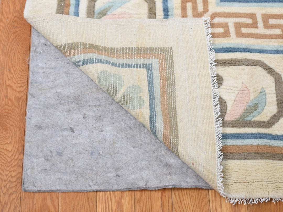 13'9" x 23'5" Vintage Hand Knotted Ivory Wool Rectangle Oriental Rug - MOA10280701