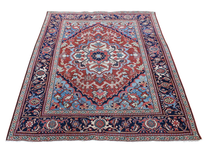 4'9" x 5'9" Vintage Hand Knotted Red Wool Rectangle Oriental Rug - MOA10280708
