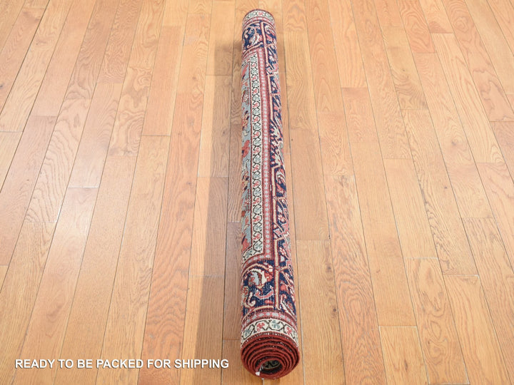 4'9" x 5'9" Vintage Hand Knotted Red Wool Rectangle Oriental Rug - MOA10280708