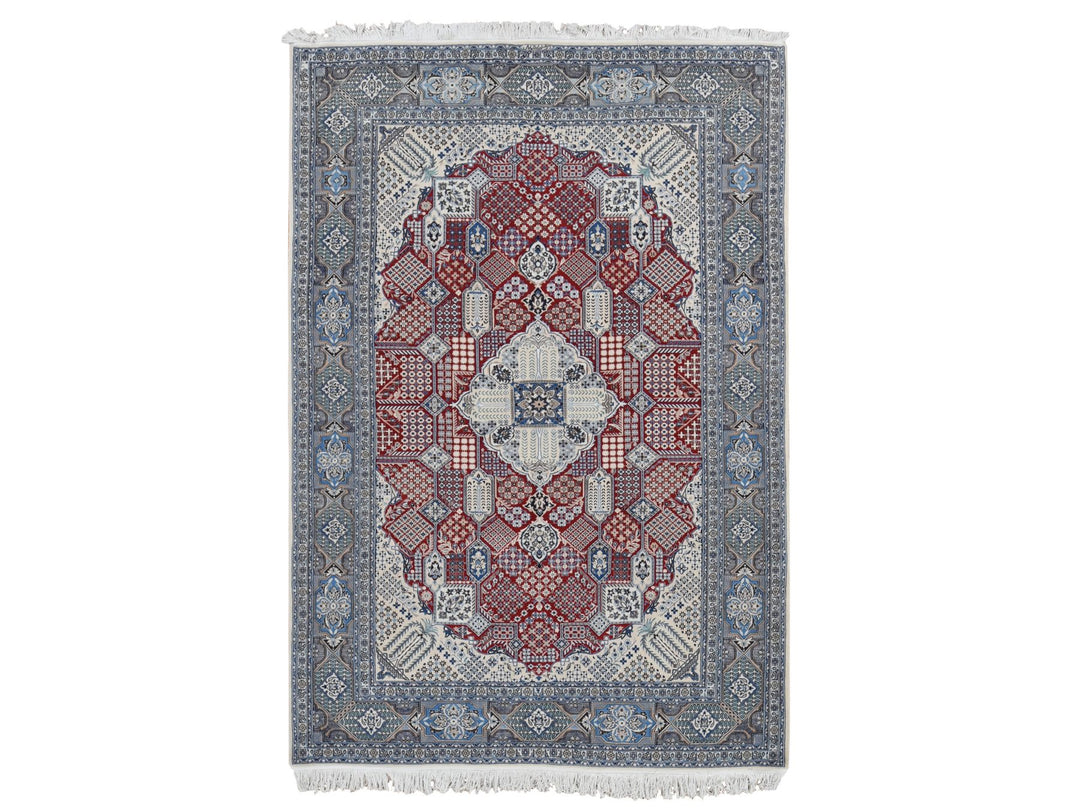 7'3" x 10'9" New Hand Knotted Red Wool & Silk Rectangle Oriental Rug - MOA10280712