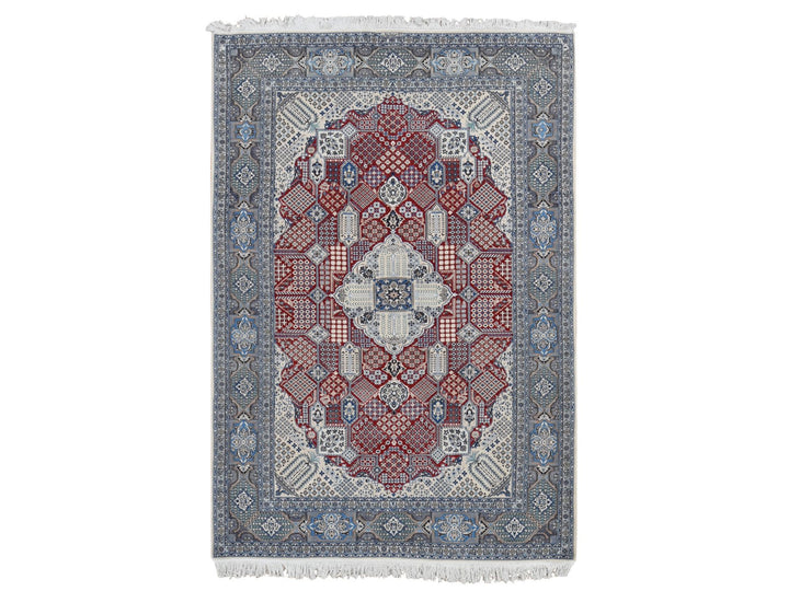 7'3" x 10'9" New Hand Knotted Red Wool & Silk Rectangle Oriental Rug - MOA10280712