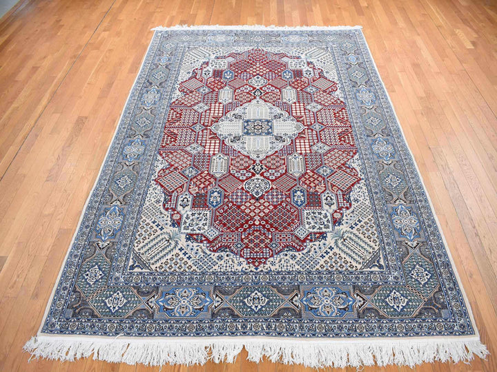 7'3" x 10'9" New Hand Knotted Red Wool & Silk Rectangle Oriental Rug - MOA10280712