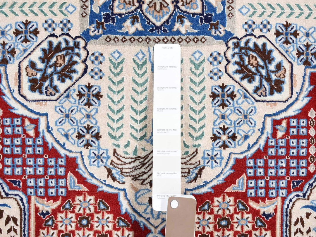 7'3" x 10'9" New Hand Knotted Red Wool & Silk Rectangle Oriental Rug - MOA10280712