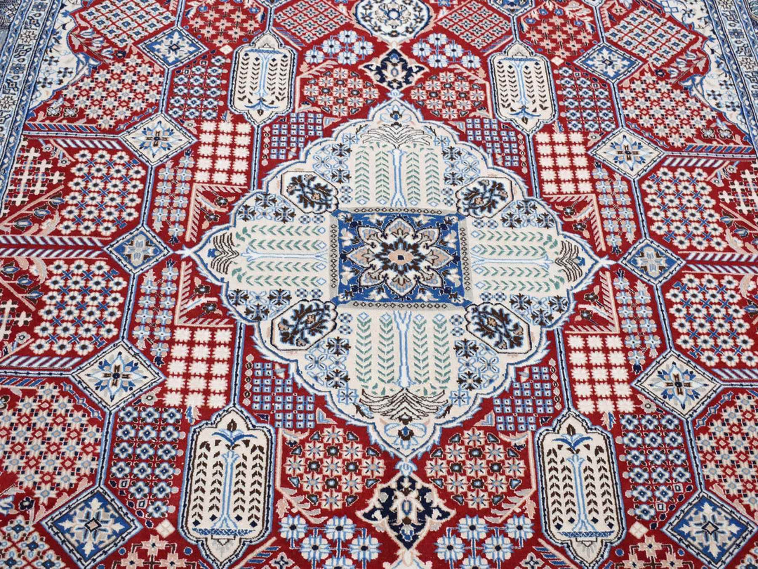 7'3" x 10'9" New Hand Knotted Red Wool & Silk Rectangle Oriental Rug - MOA10280712
