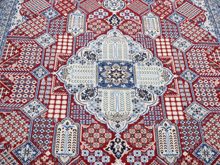 7'3" x 10'9" New Hand Knotted Red Wool & Silk Rectangle Oriental Rug - MOA10280712
