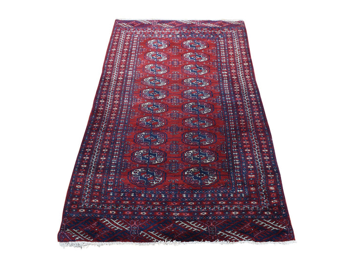 3'1" x 5'4" Vintage Hand Knotted Red Wool Rectangle Oriental Rug - MOA10280719