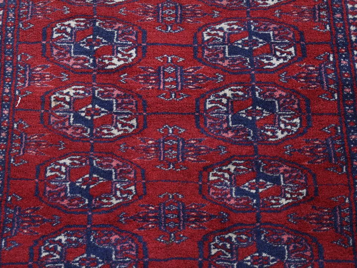 3'1" x 5'4" Vintage Hand Knotted Red Wool Rectangle Oriental Rug - MOA10280719