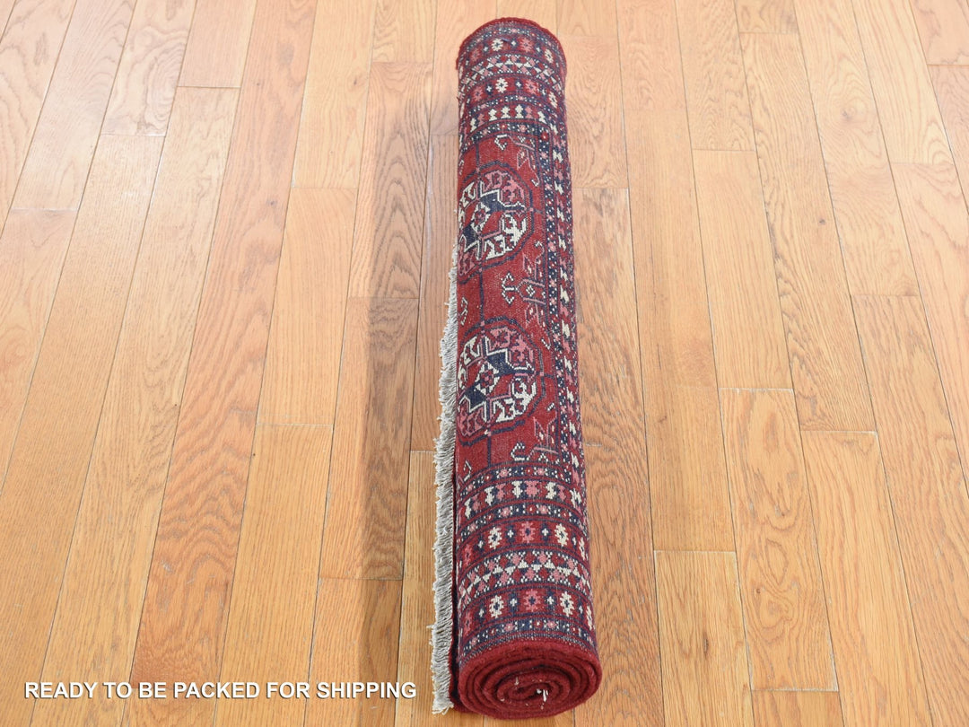 3'1" x 5'4" Vintage Hand Knotted Red Wool Rectangle Oriental Rug - MOA10280719