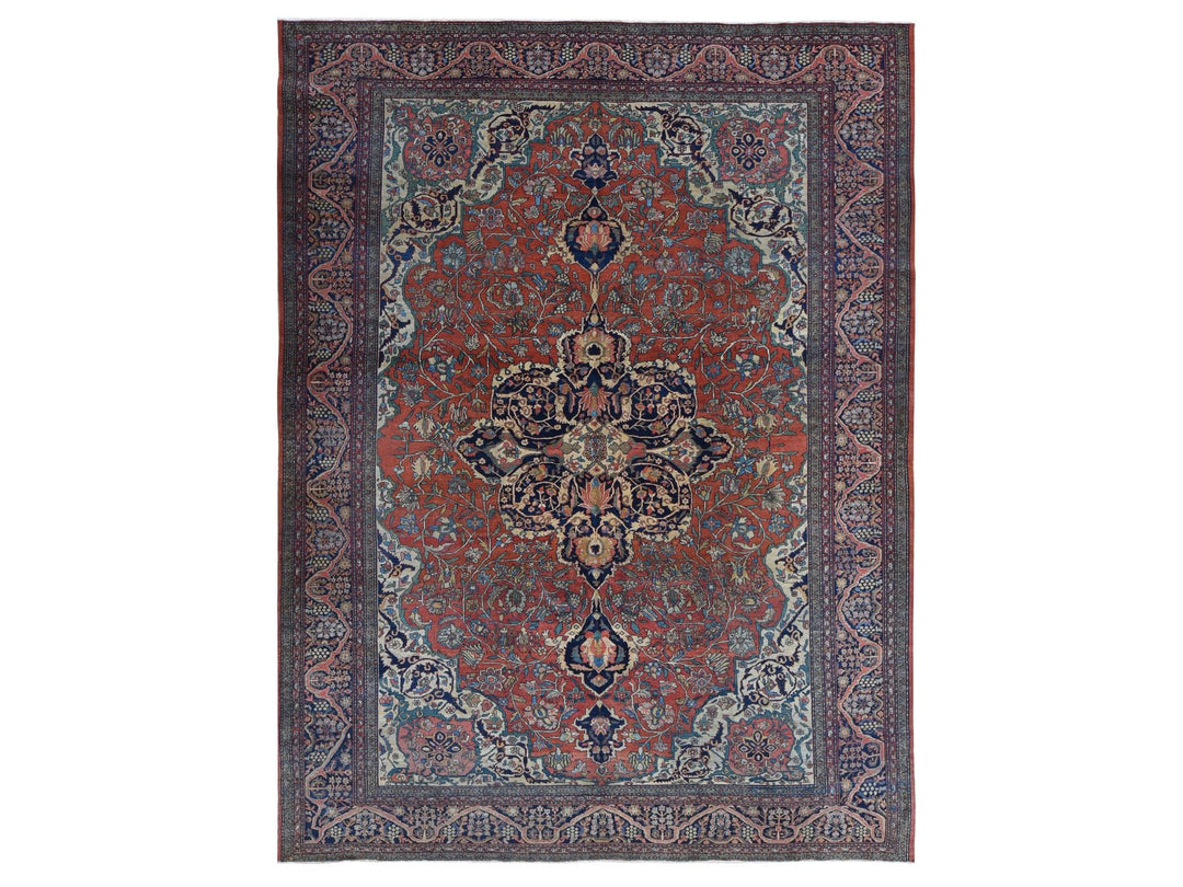 9'0" x 12'0" Vintage Hand Knotted Red Wool Rectangle Oriental Rug - MOA10280722